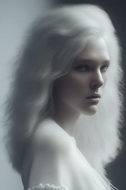 premium photo  woman  white hair   long white hair