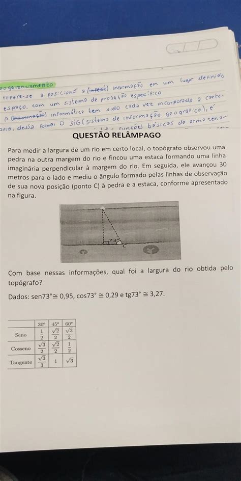 Para Medir A Largura De Um Rio Em Certo Local O Top Grafo Observou Uma