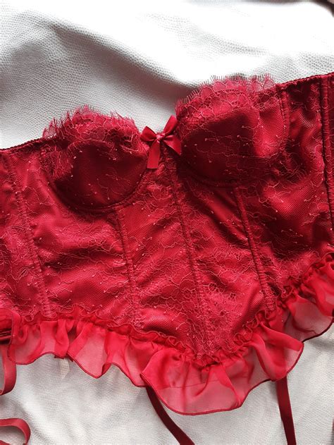 Rotes Korsett Satin Korsett Wein Korsett Dessous-Set | Etsy