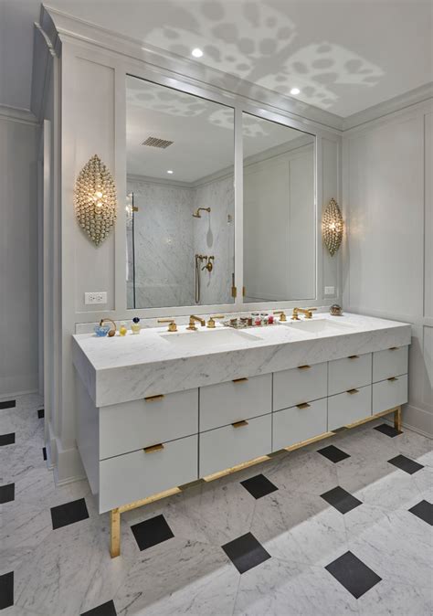 Black White Gold Transitional Bathroom New York By Fordham