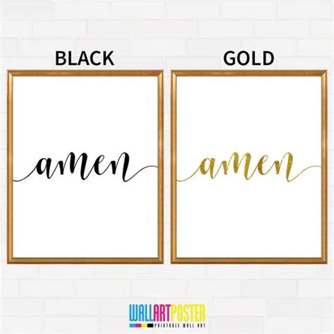 Printable Wall Art Amen Prints Black and White Prints Gold Printable Inspirational Print Print ...