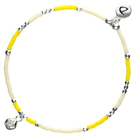 Bracelet Lastique Oxyde Toile Jaune Cr Me Doriane Bijoux