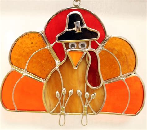 Stained Glass Turkey Ornament Whimsical Turkey Gobbler Suncatcher