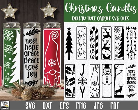 Christmas Candles Svg Bundle Dollar Tree Candle File Christmas Candle