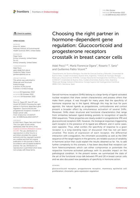 Pdf Choosing The Right Partner In Hormone Dependent Gene Regulation