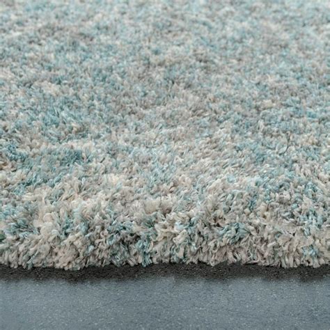 Duck Egg Blue Grey Mottled Shaggy Area Rug