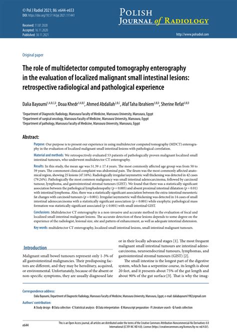 PDF The Role Of Multidetector Computed Tomography Enterography In The