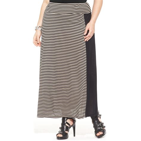 Inc International Concepts Plus Size Striped Aline Maxi Skirt In White Blackwhite Lyst