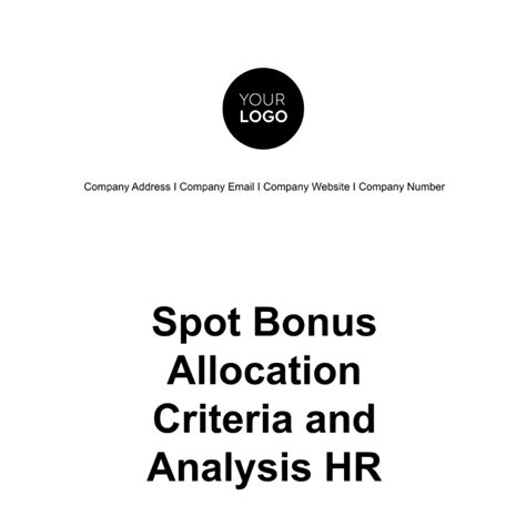 Spot Bonus Allocation Criteria And Analysis Hr Template Edit Online