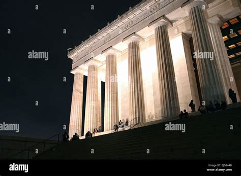 Lincoln Memorial on the National Mall at night; Washington D.C Stock ...