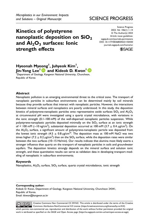 PDF Kinetics Of Polystyrene Nanoplastic Deposition On SiO 2 And Al 2