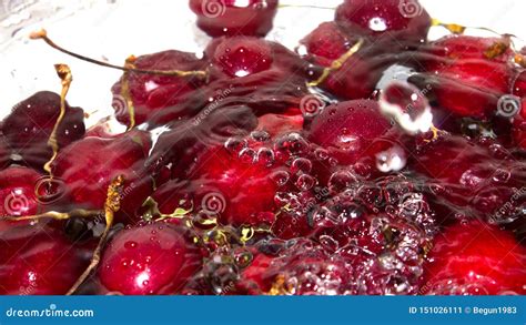 Ripe Cherries In Water Stock Image Image Of Closeup 151026111