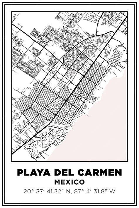 Premium Vector | Black and white printable Street map art Playa del