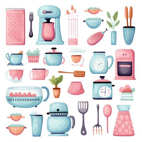 Premium Photo Colorful Kitchen Harmony Cute Kitchen Equipment Clipart