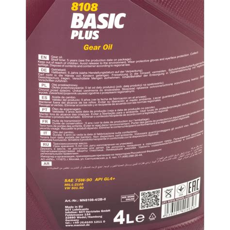 MANNOL Getriebeöl 75W 90 Basic Plus API GL 4 4 Liter online im M 23 95