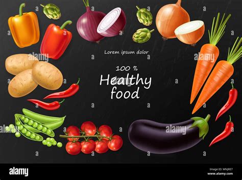 Vegetables Vector Realistic Eggplant Tomatoes And Onions Banner