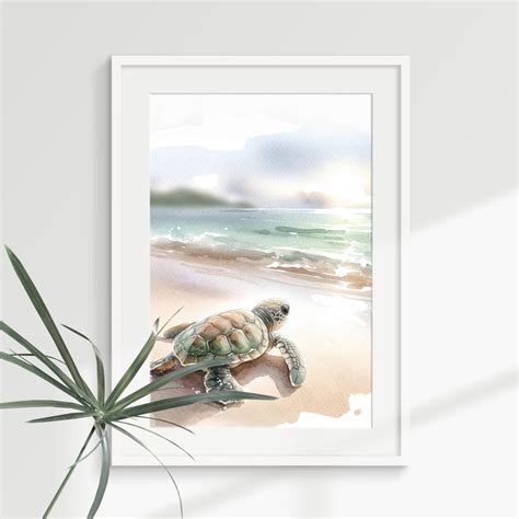 Sea Turtle Watercolor Print Sea Turtle Wall Decor Sea Life Watercolor