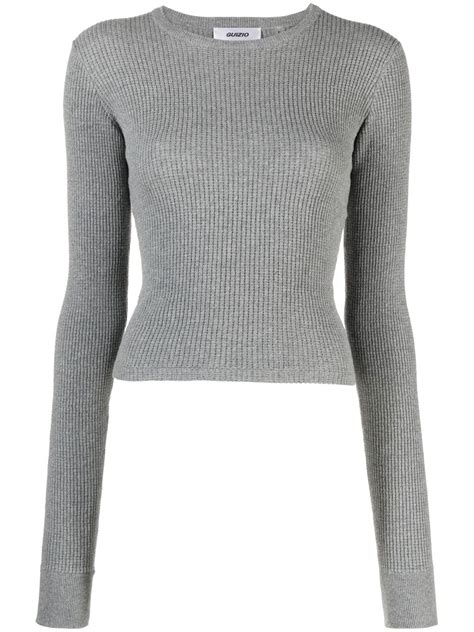 Danielle Guizio Grey Thermal Waffle Top Browns