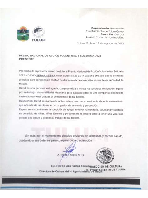 Carta De Nominacion Pdf