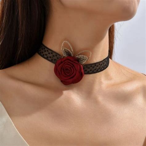 Lace Lace Red Rose Necklace Bohemian Style Engagement Necklace Party Ebay