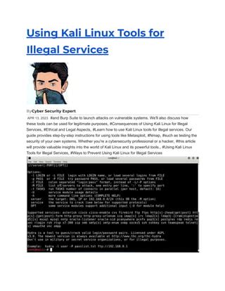 Using Kali Linux Tools For Illegal Services Pdf