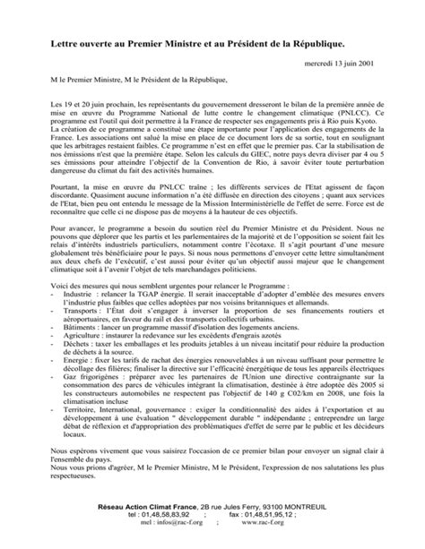 Lettre ouverte au Premier Ministre et au Président de la République