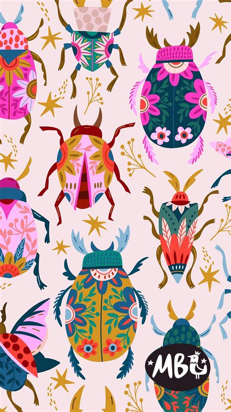 Pink Bug Party By Marusha Belle Seamless Repeat Vector Royalty Free