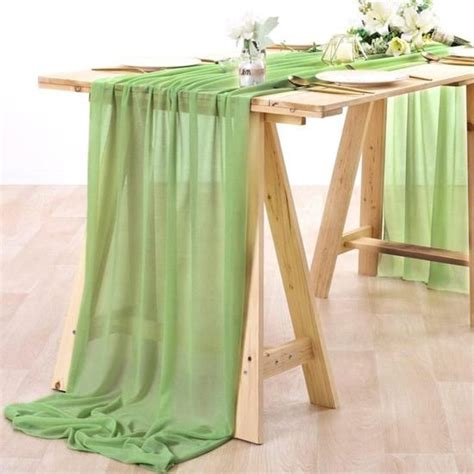 Chemin De Table Vert Sauge En Mousseline De Soie 73 304Cm Chemin De