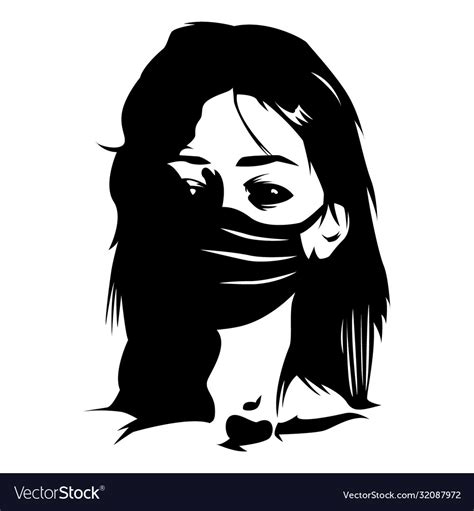 Black and white image a sad woman Royalty Free Vector Image