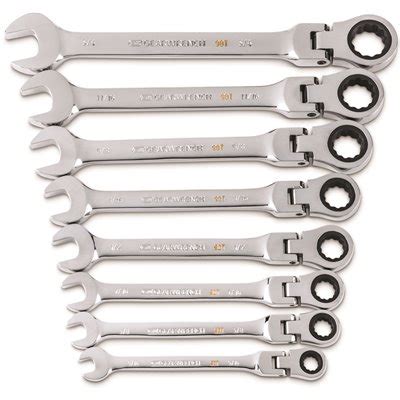 Gearwrench Tooth Sae Ratcheting Flex Head Combination Wrench Set