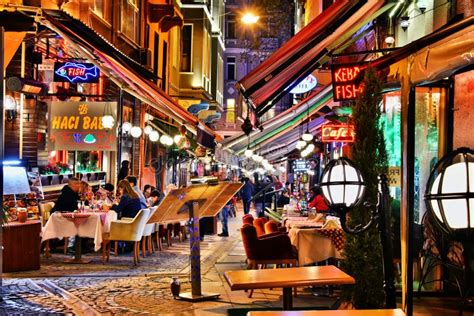 Restaurants In Istanbul By Night Editorial Photography Image Of Ahmed