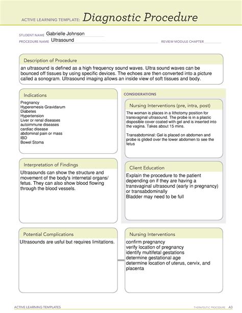 Ultrasound Diagnostic Procedure - ACTIVE LEARNING TEMPLATES THERAPEUTIC PROCEDURE A Diagnostic ...