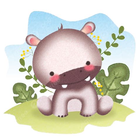 Cute Baby Hippo Watercolor Vector, Hippo, Hippopotamus Art, Cute Hippo PNG and Vector with ...