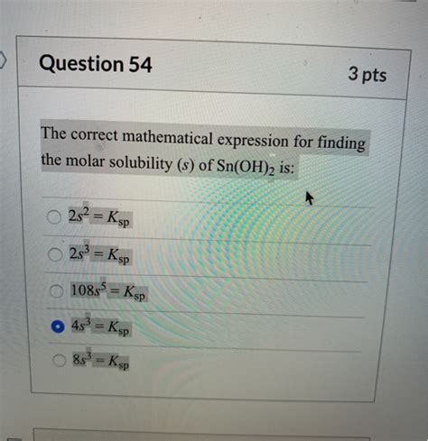 Solved Question 54 3 Pts The Correct Mathematical Expression Chegg