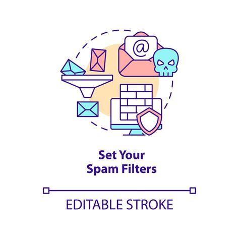 Set your spam filters concept icon. Email protection. Check security