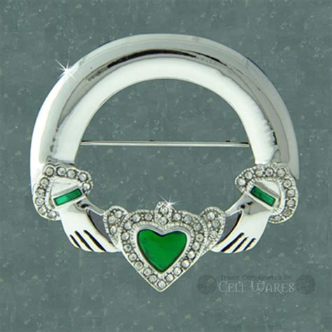 Claddagh Pin (CZs & Enamel) - Celt Wares