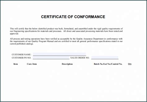 》free Printable Certificate Of Compliance Template