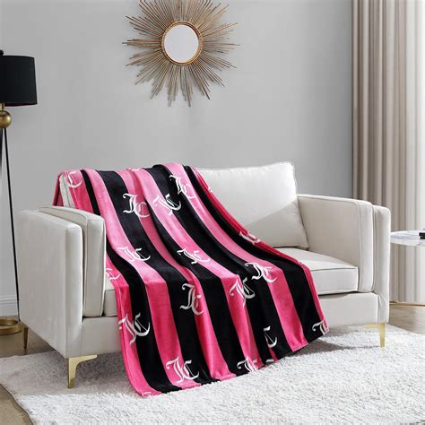 Juicy Couture Cabana Plush Hot Pink Striped 50x70 Fuzzy