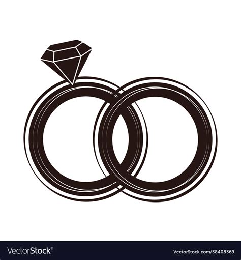 Wedding rings silhouette Royalty Free Vector Image