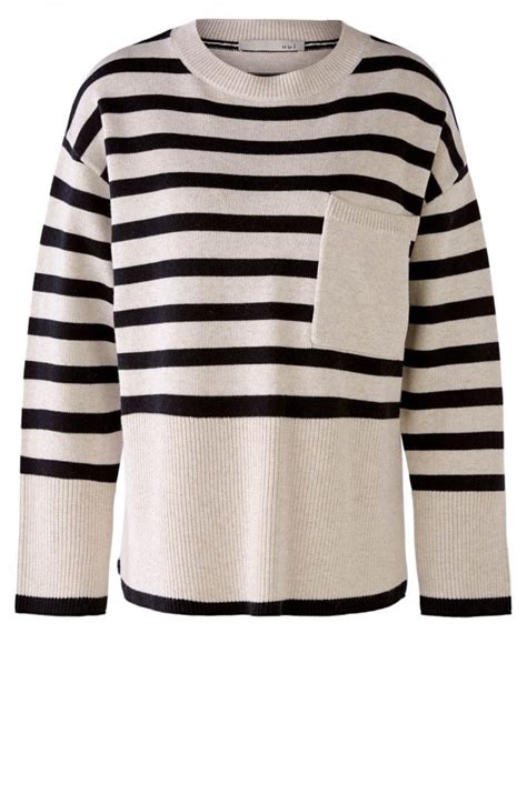 Oui Camel And Black Striped Jumper Knitwear From Shirt Sleeves Uk