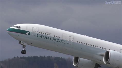 Powerful Ge90 Cathay Pacific B777 367er B Kpc Takeoff At Zurich