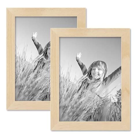 PHOTOLINI Lot De 2 Cadres Photo 15x20 Cm Pin Naturel Moderne Bois