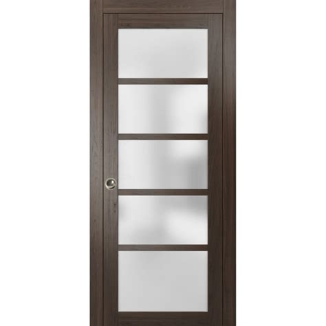 Sartodoors Quadro Frosted Glass Paneled Wood Sliding Closet Brown Doors Wayfair