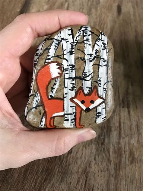 Fox Hand Painted Rockpet Rockanimal Rockforestfarmhouse Hand