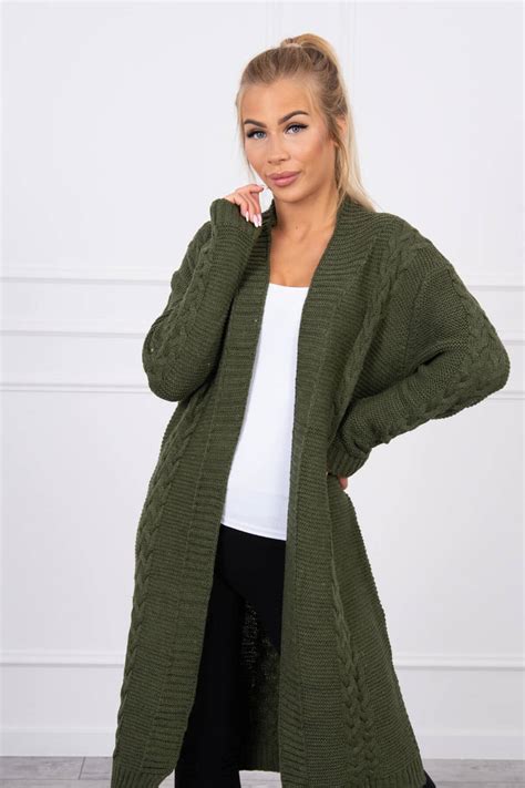 Sweter Kardigan splot warkocz khaki Swetry Hurtownia Odzieży Kesi