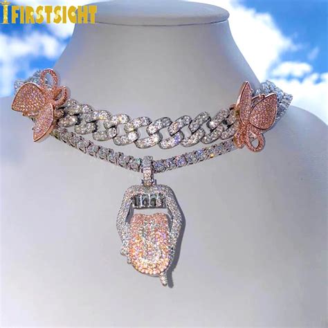 Iced Out Bling A Cz Colgante De Boca Sexy Para Hombre Y Mujer Collar