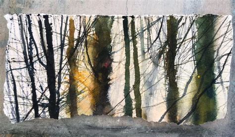 An Abstract Painting Of Trees In The Woods