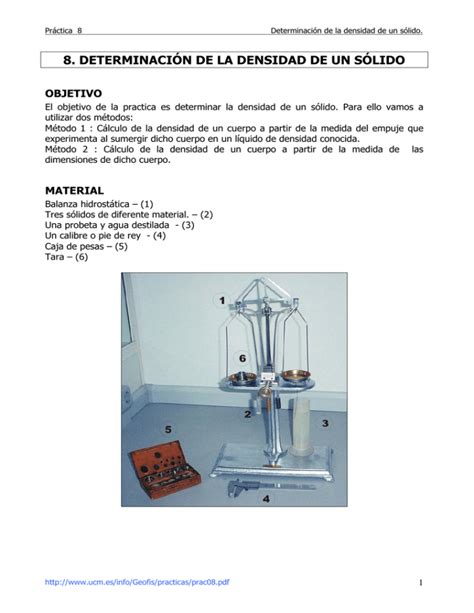 Determinaci N De La Densidad De Un S Lido