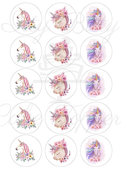 Watercolour Unicorn Edible Cupcake Toppers Itty Bitty Cake Toppers