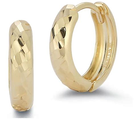 Luminosa Gold Diamond Cut Hinged Hoop Earrings14k